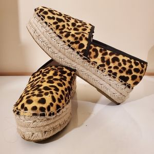Steve Madden Alexia Platforms Animal Print Flat Wedge Espadrille Loafer 7